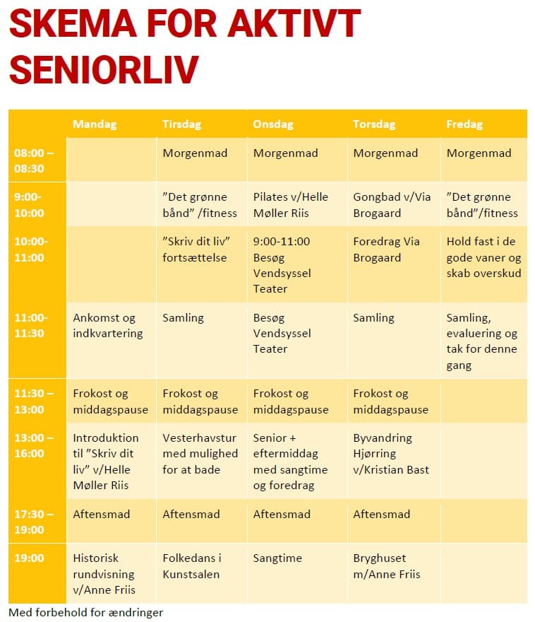 5-dages Aktivt Seniorliv Kursus 2